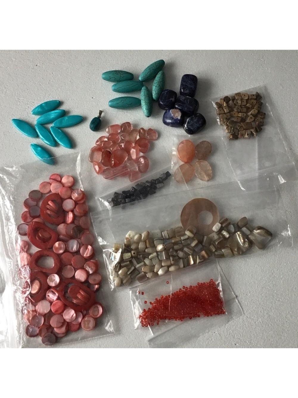 50% OFF if Bundled / Mainly Natural Stone & Dyed Shell Beads 3/5 lbs